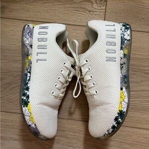 NoBull white and floral athletic training gym shoes